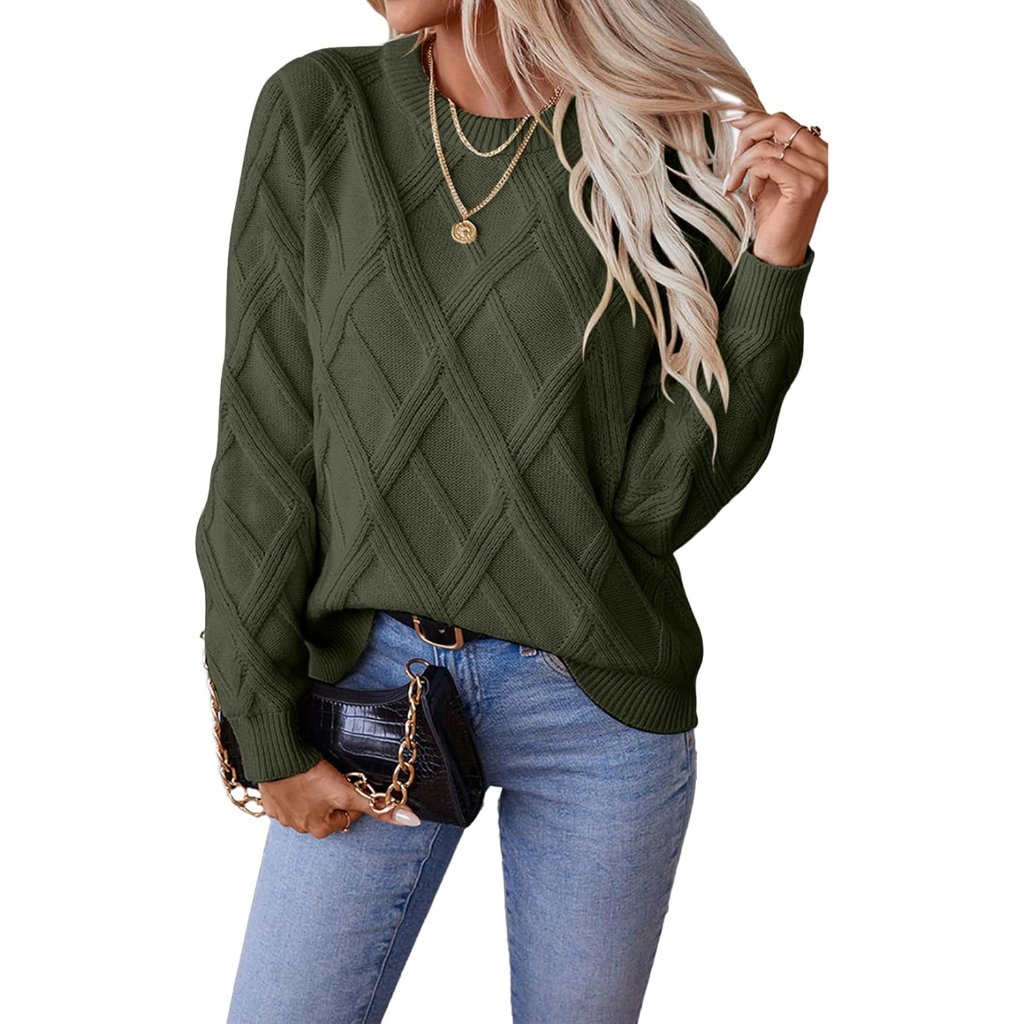 Womens Sweaters Crewneck Cable Knit Sweater Long Sleeve Fall Tops For Women 2025